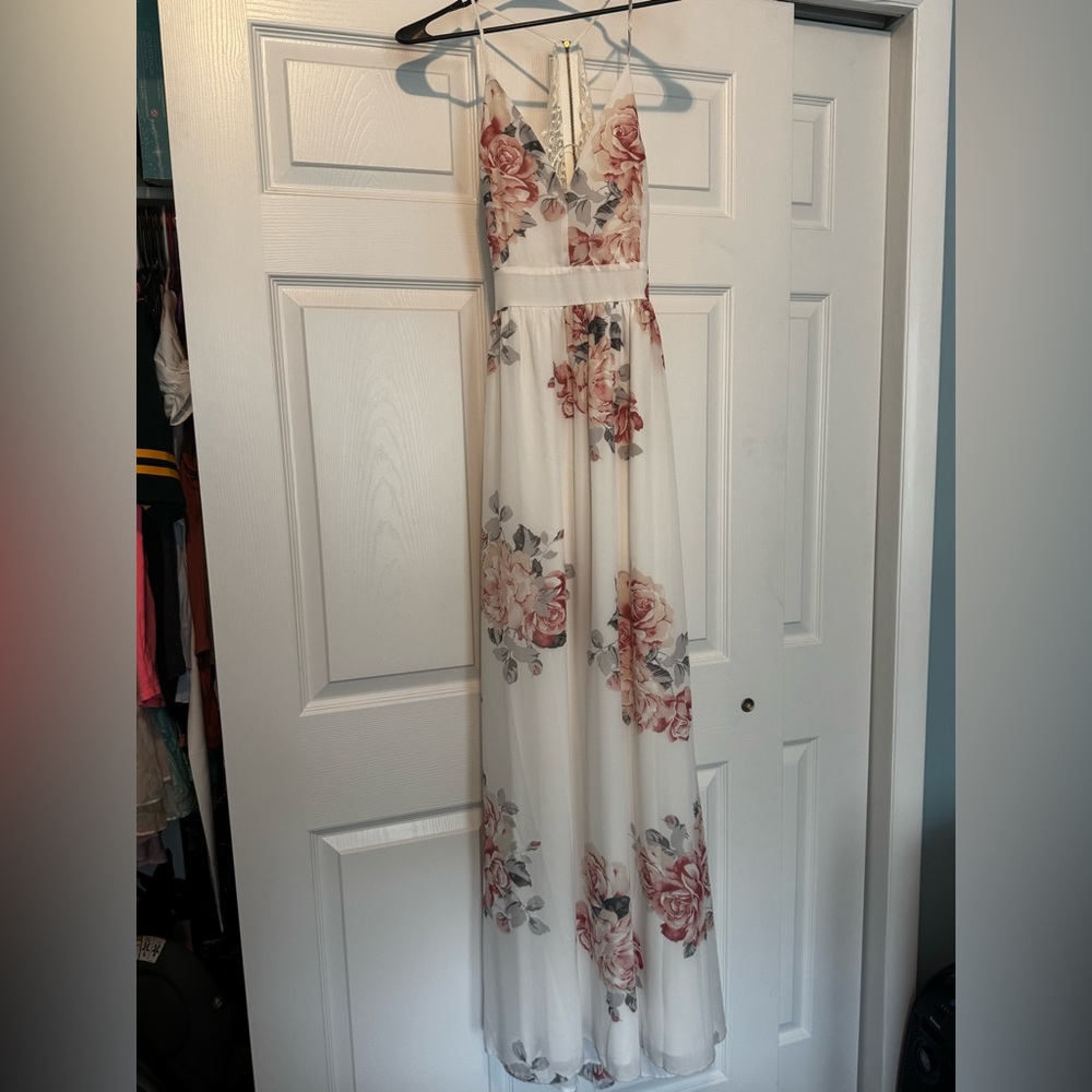 Floral Maxi Dress in Cream and Pink